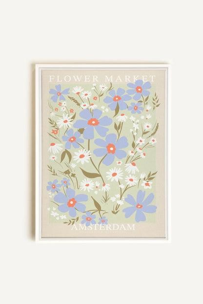 OLEKA CANVAS - AMSTERDAM BLOOM, Oeuvre sur toile étirée, encadré Blanc