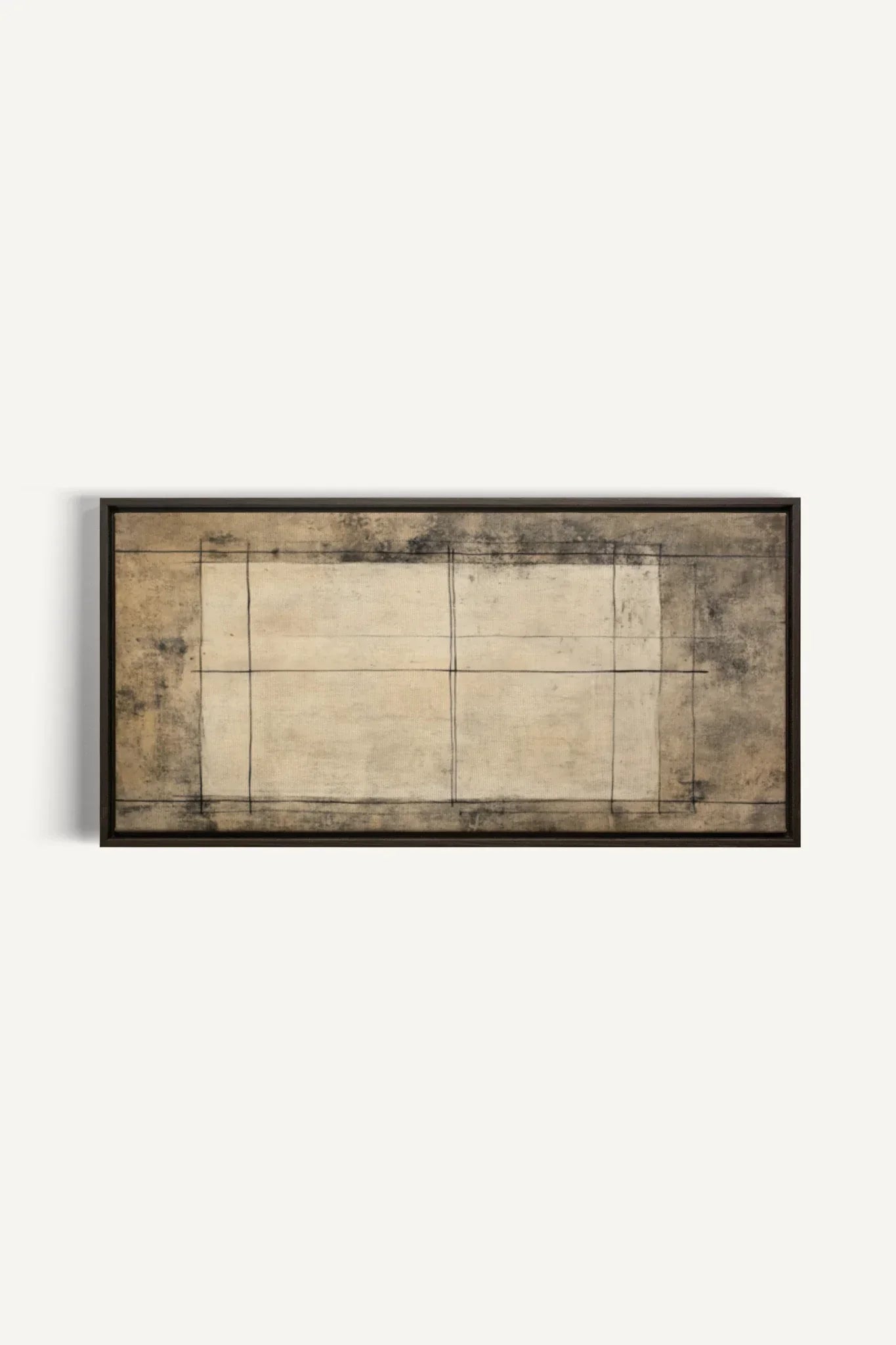 OLEKA CANVAS - ANCIENT LINES, Oeuvre sur toile étirée, encadré Brun Noyer