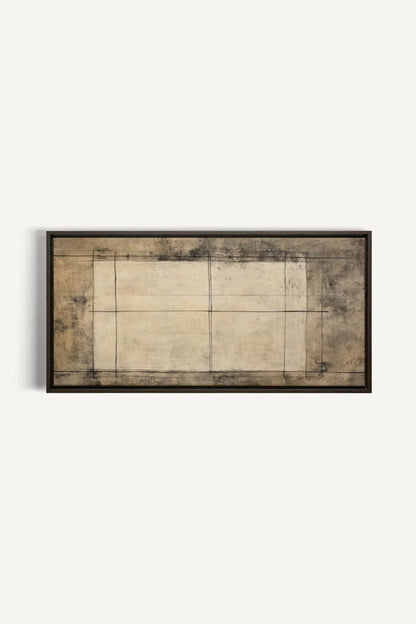 OLEKA CANVAS - ANCIENT LINES, Oeuvre sur toile étirée, encadré Brun Noyer