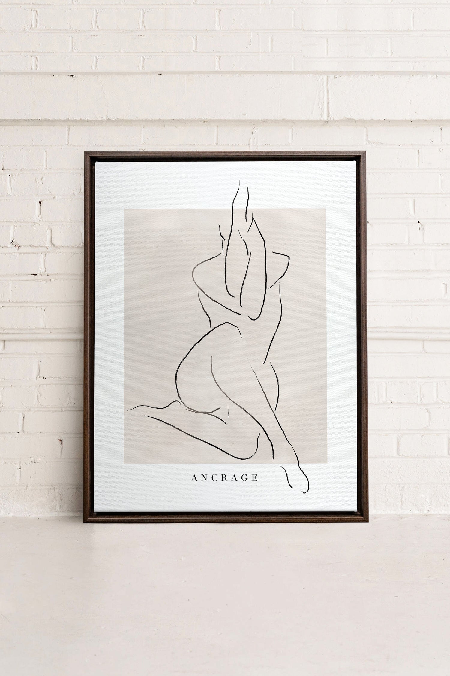 ANCRAGE, Oeuvre sur toile étirée, encadré Brun Noyer