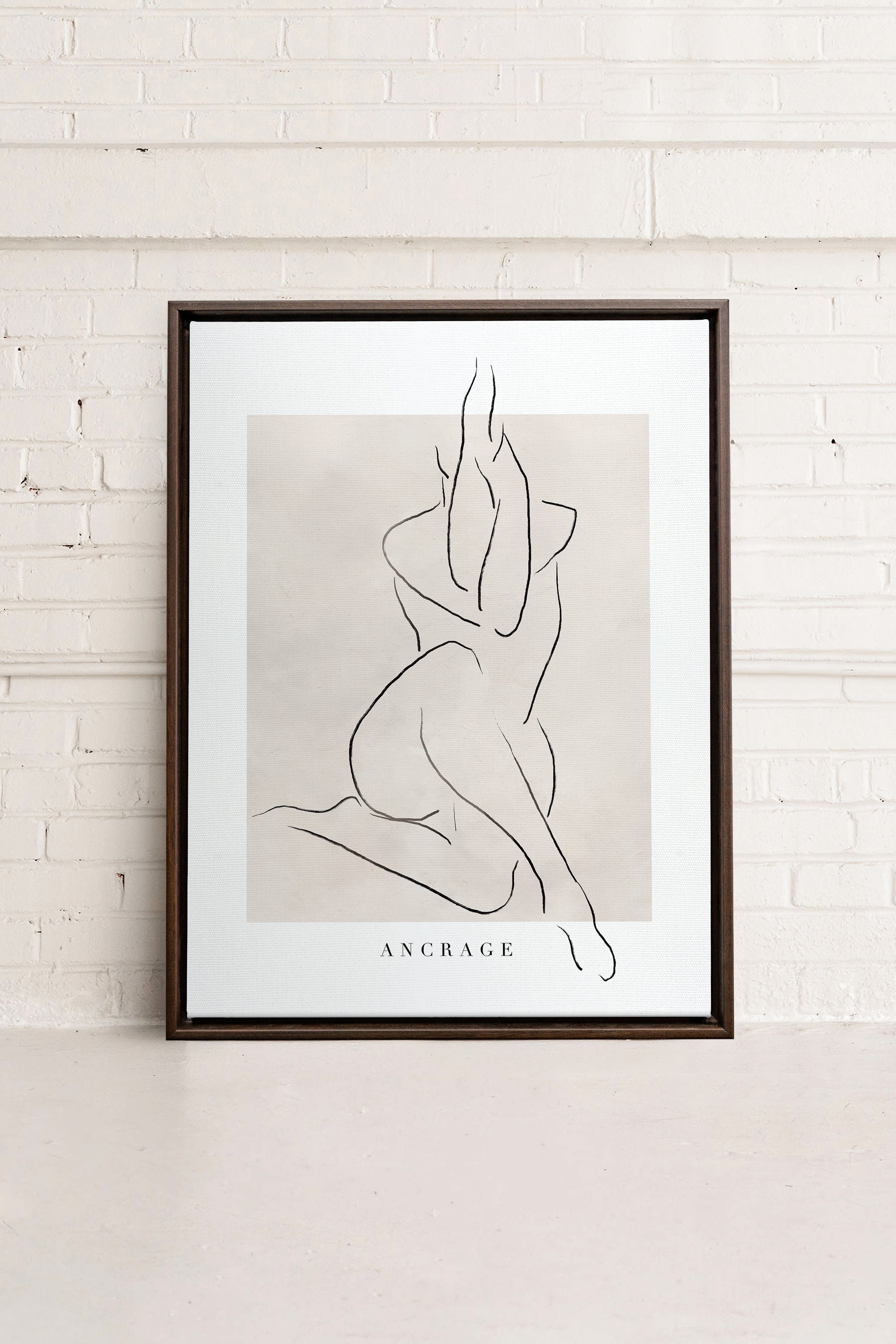 ANCRAGE, Oeuvre sur toile étirée, encadré Brun Noyer
