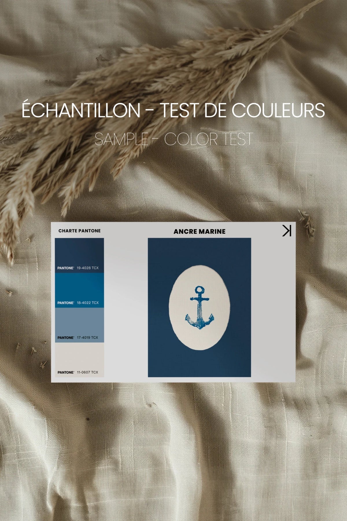ANCRE MARINE, Oeuvre sur toile rigide, encadré naturel clair