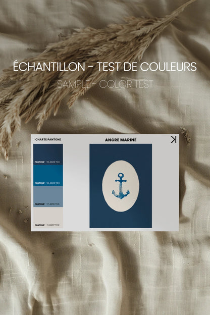 ANCRE MARINE, Oeuvre sur toile rigide, encadré naturel clair