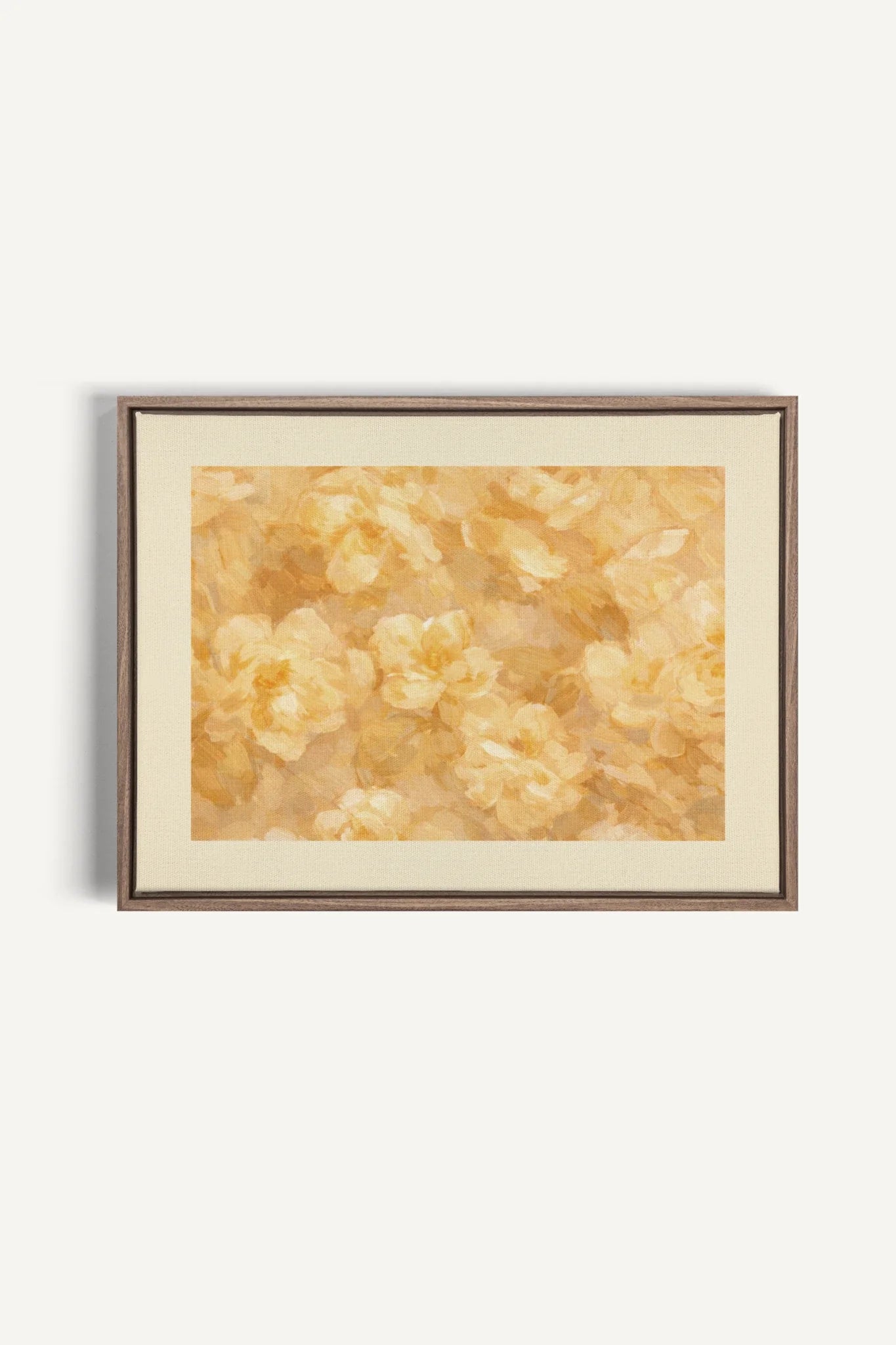 APRICOT PETALS, Oeuvre sur toile étirée, encadré Brun Chêne
