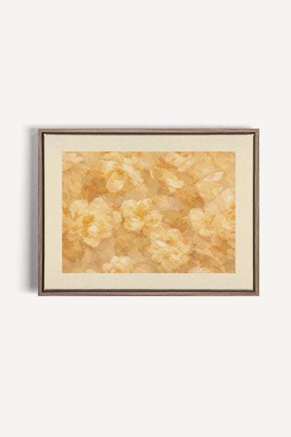 APRICOT PETALS, Oeuvre sur toile étirée, encadré Brun Chêne