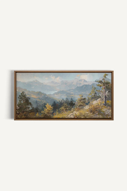 OLEKA CANVAS - Austrian Alpenglow, Oeuvre sur toile étirée, encadré Brun Chêne