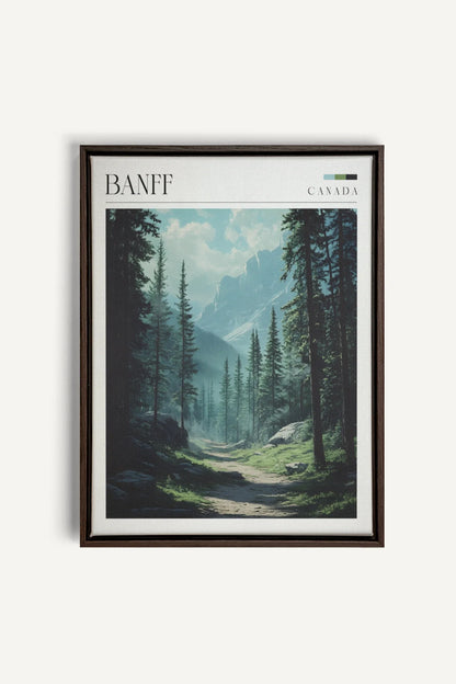 BANFF, Oeuvre sur toile étirée, encadré Brun Noyer