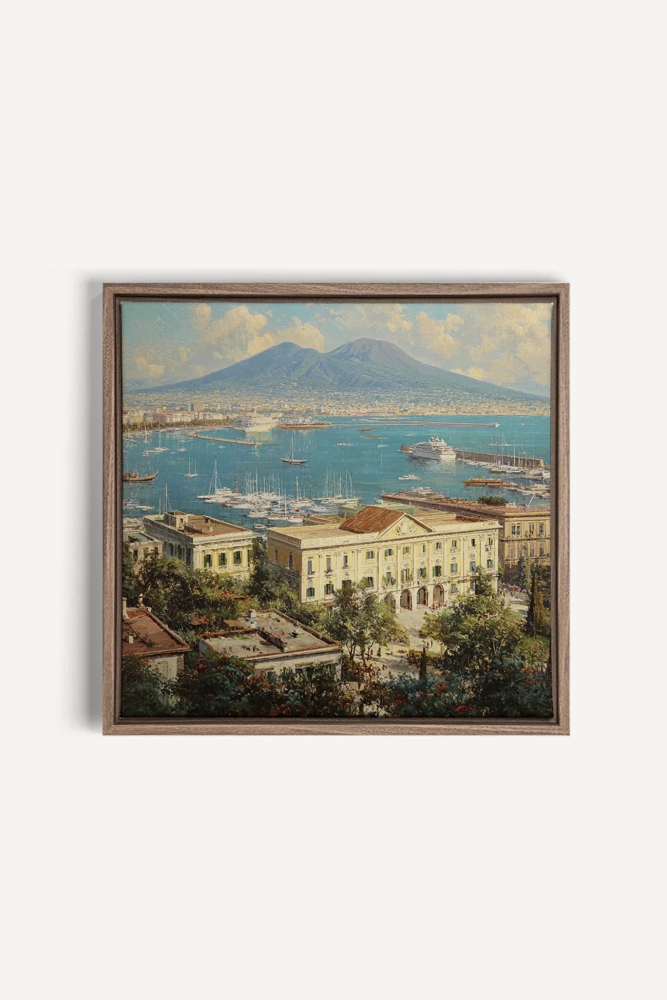 OLEKA CANVAS - BAY OF GOLD, Oeuvre sur toile étirée, encadré Brun Chêne