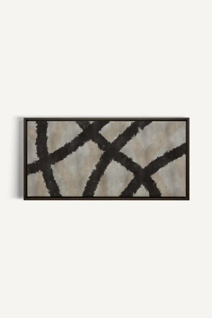 OLEKA CANVAS - BLACK THREADS, Oeuvre sur toile étirée, encadré Brun Noyer