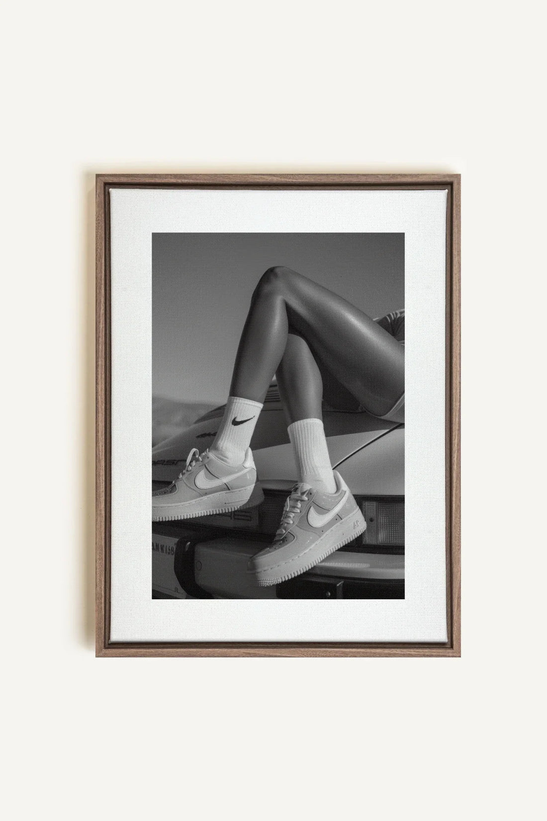 OLEKA CANVAS - BLACK &amp; WHITE BLISS, Oeuvre sur toile étirée, encadré Brun Chêne