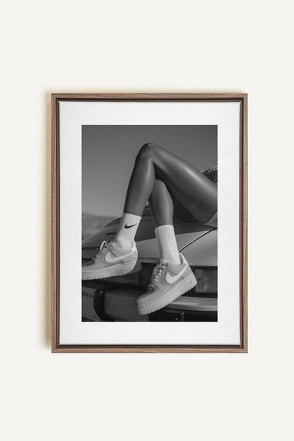 OLEKA CANVAS - BLACK &amp; WHITE BLISS, Oeuvre sur toile étirée, encadré Brun Chêne