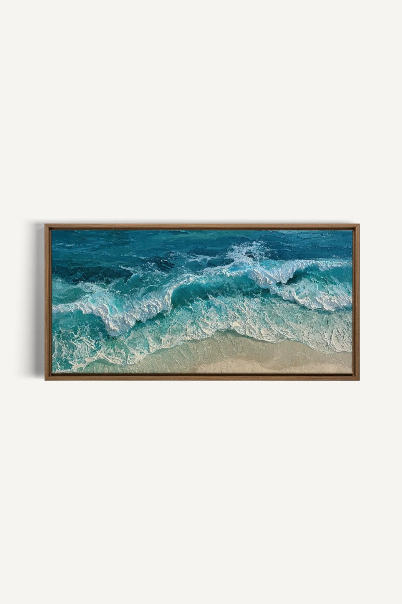 BLEU SALÉ, Oeuvre sur toile étirée, encadré Brun Chêne