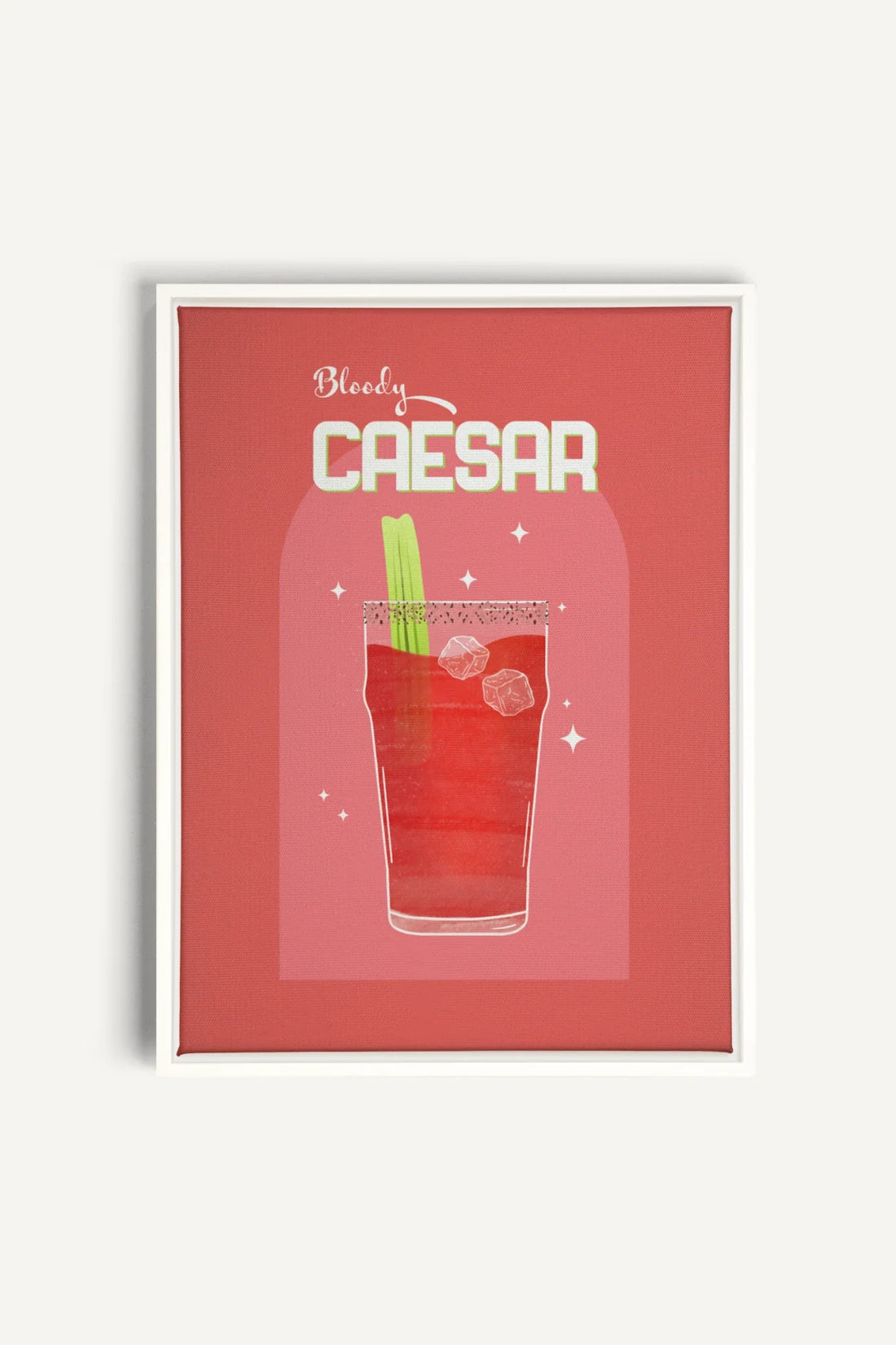 BLOODY CAESAR, Artwork on stretched canvas, framed in white