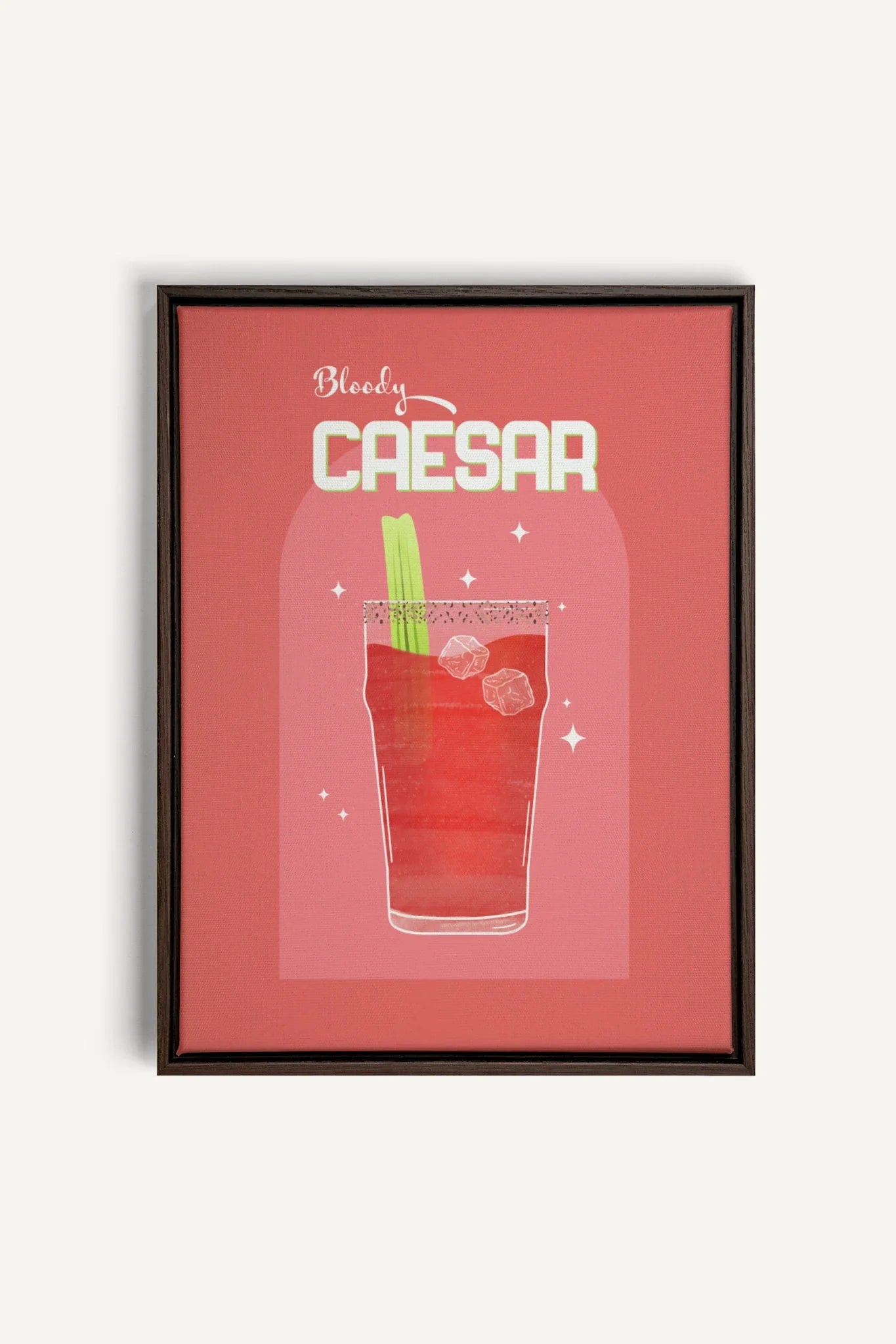 BLOODY CAESAR, Oeuvre sur toile étirée, encadré Brun Noyer