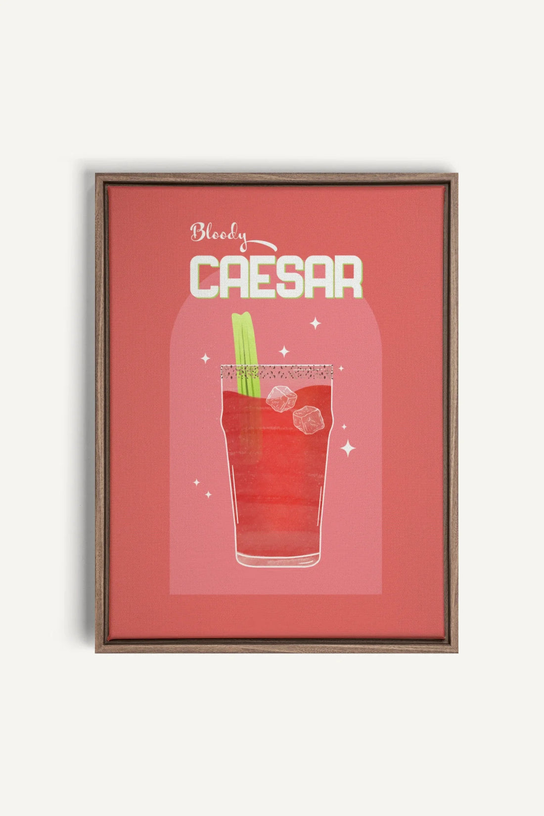 BLOODY CAESAR, Oeuvre sur toile étirée, encadré Brun Chêne