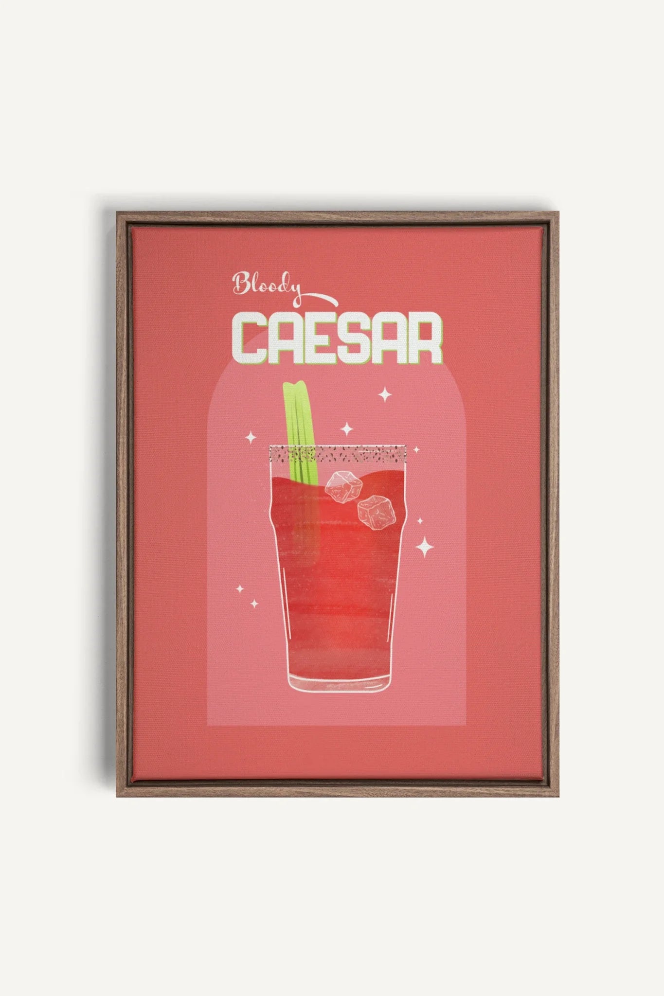 BLOODY CAESAR, Oeuvre sur toile étirée, encadré Brun Chêne