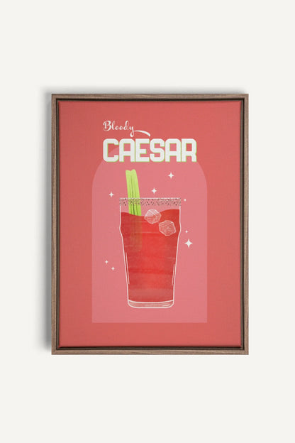 BLOODY CAESAR, Oeuvre sur toile étirée, encadré Brun Chêne