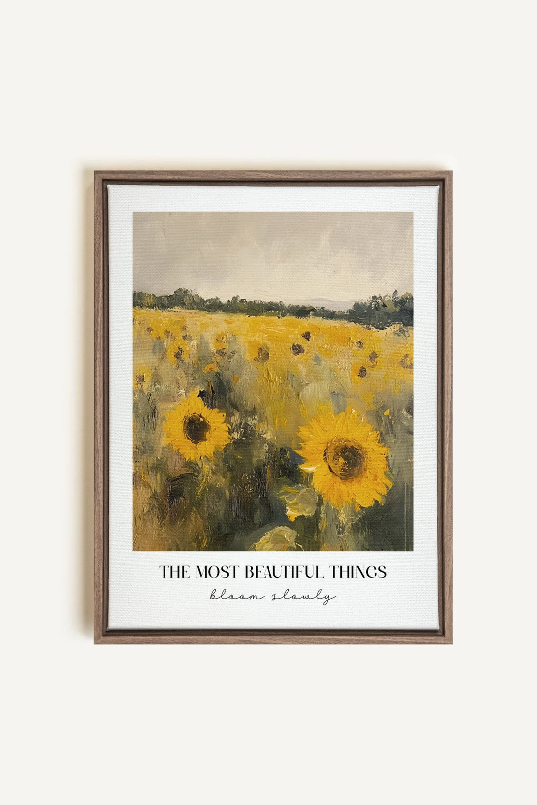 BLOOM SLOWLY, Oeuvre sur toile étirée, encadré Brun Chêne