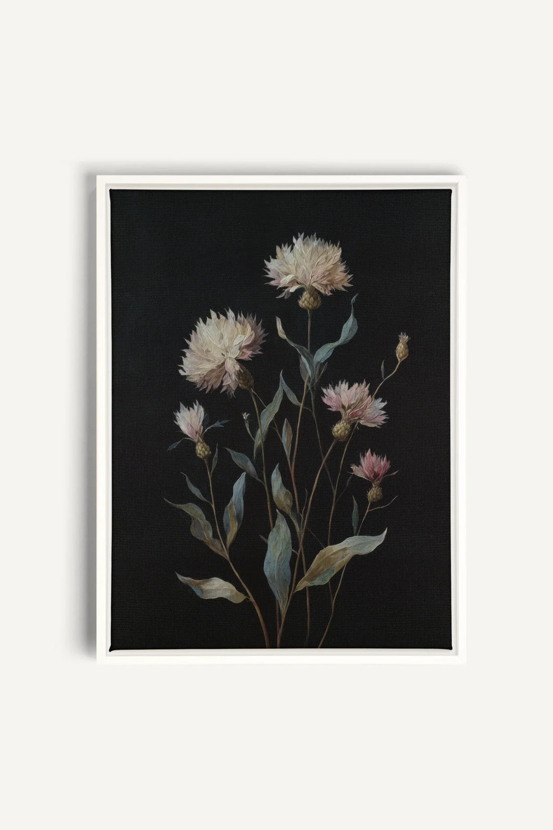 BLUSH FLORA, Oeuvre sur toile étirée, encadré Blanc
