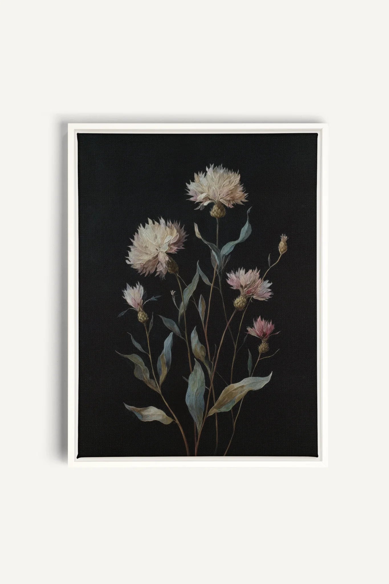 BLUSH FLORA, Oeuvre sur toile étirée, encadré Blanc