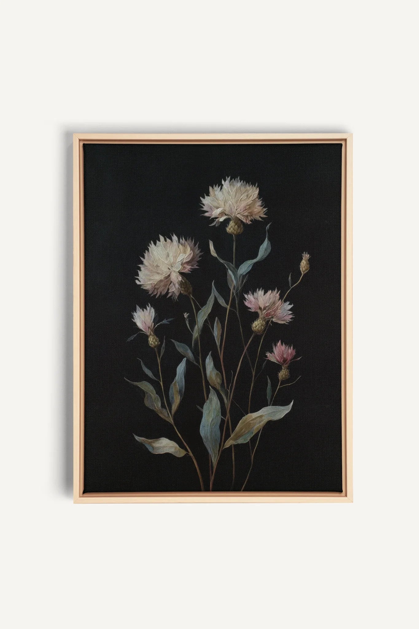 BLUSH FLORA, Oeuvre sur toile étirée, encadré Naturel Clair