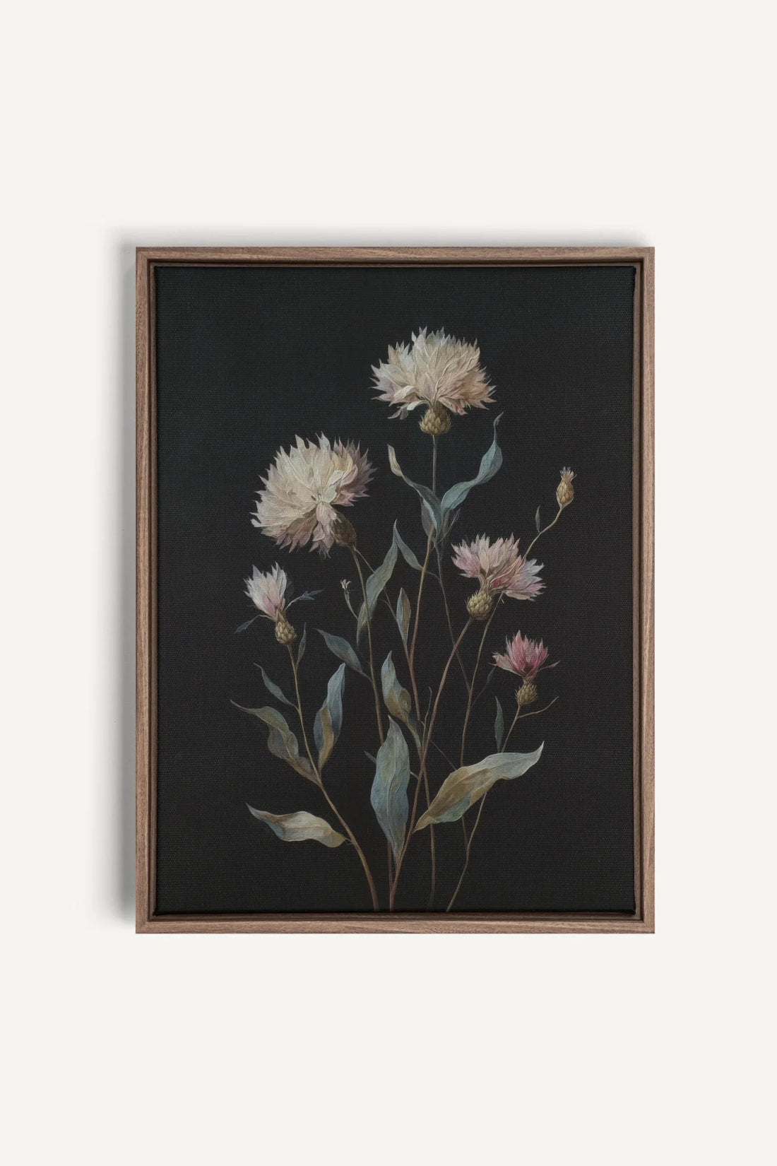 BLUSH FLORA, Oeuvre sur toile étirée, encadré Brun Chêne