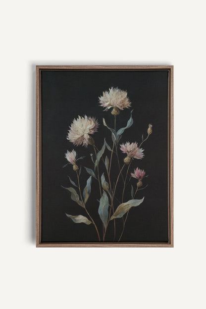 BLUSH FLORA, Oeuvre sur toile étirée, encadré Brun Chêne