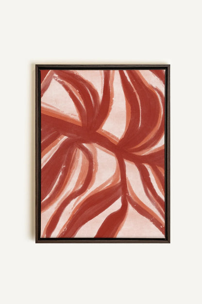 OLEKA CANVAS - BOTANIC FLAME, Oeuvre sur toile étirée, encadré Brun Noyer
