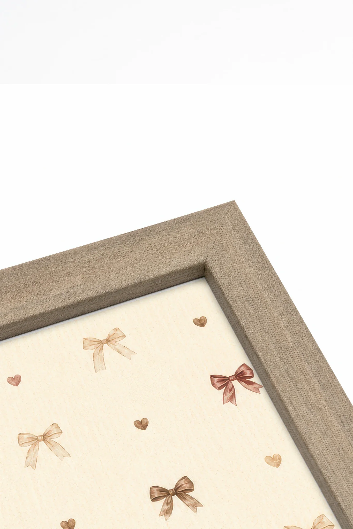 BOW &amp; HEART, Oeuvre sur toile rigide, encadré brun chêne