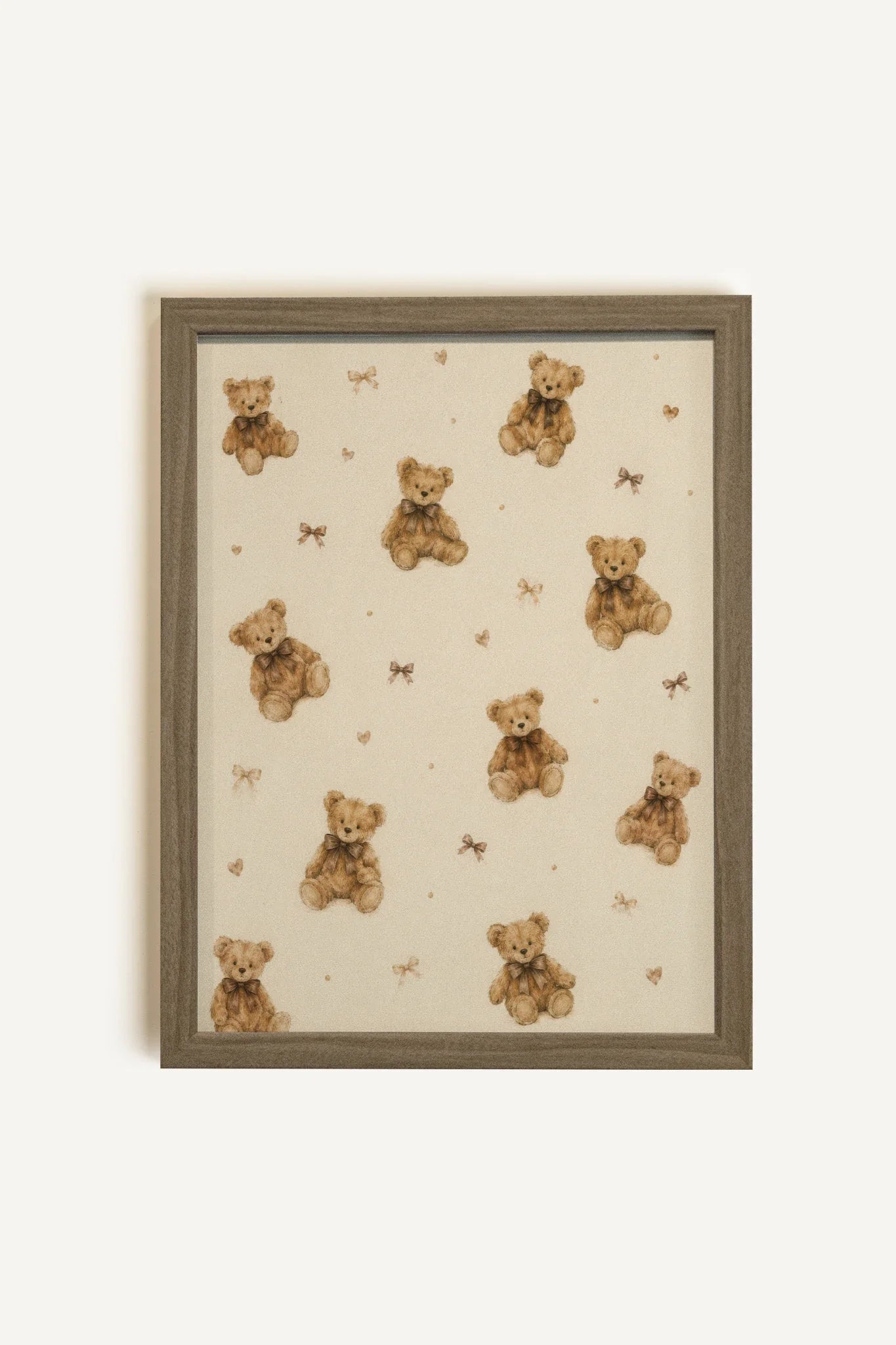 BOWTIE BEARS, Oeuvre sur toile rigide, encadré brun chêne