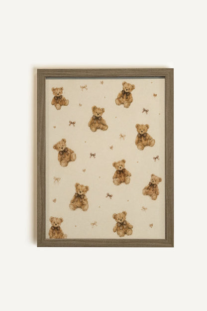 BOWTIE BEARS, Oeuvre sur toile rigide, encadré brun chêne