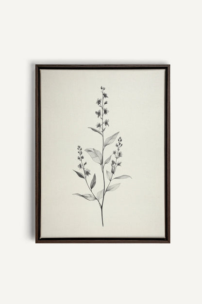 BRANCHE LÉGÈRE, Oeuvre sur toile étirée, encadré Brun Noyer