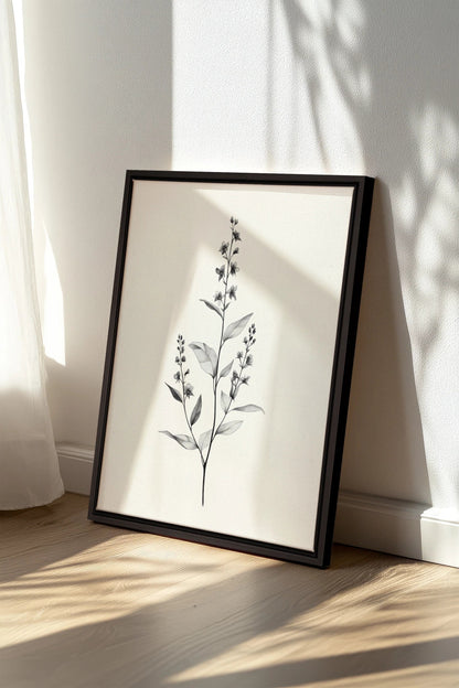 BRANCHE LÉGÈRE, Oeuvre sur toile étirée, encadré Noir