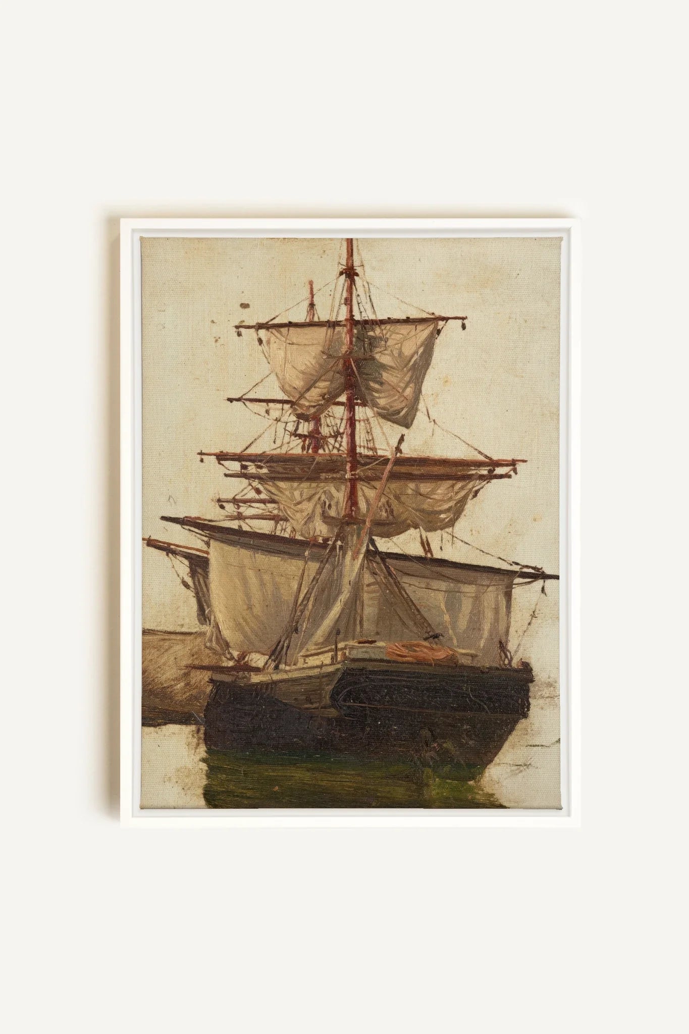 BRISE ANTIQUE, Artwork on stretched canvas, framed in white