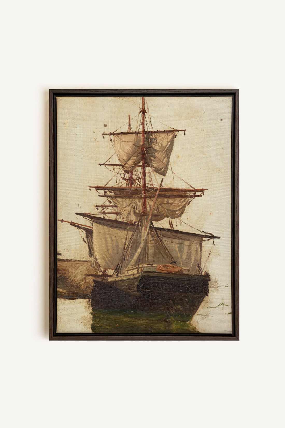 BRISE ANTIQUE, Oeuvre sur toile étirée, encadré Brun Noyer