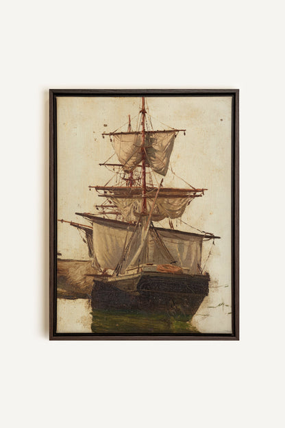 BRISE ANTIQUE, Oeuvre sur toile étirée, encadré Brun Noyer