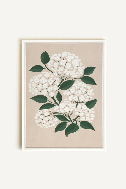 OLEKA CANVAS - BRISE DE FLEURS, Oeuvre sur toile étirée, encadré Blanc