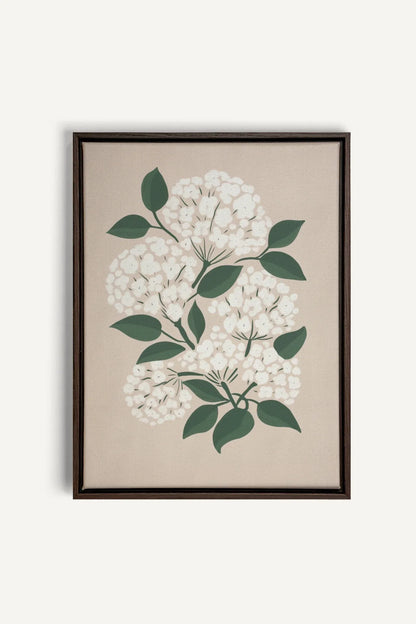 OLEKA CANVAS - BRISE DE FLEURS, Oeuvre sur toile étirée, encadré Brun Noyer