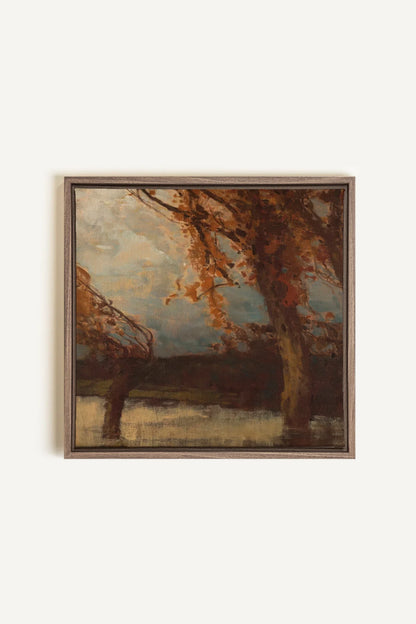 EQUINOX MIST, Oeuvre sur toile étirée, encadré Brun Chêne