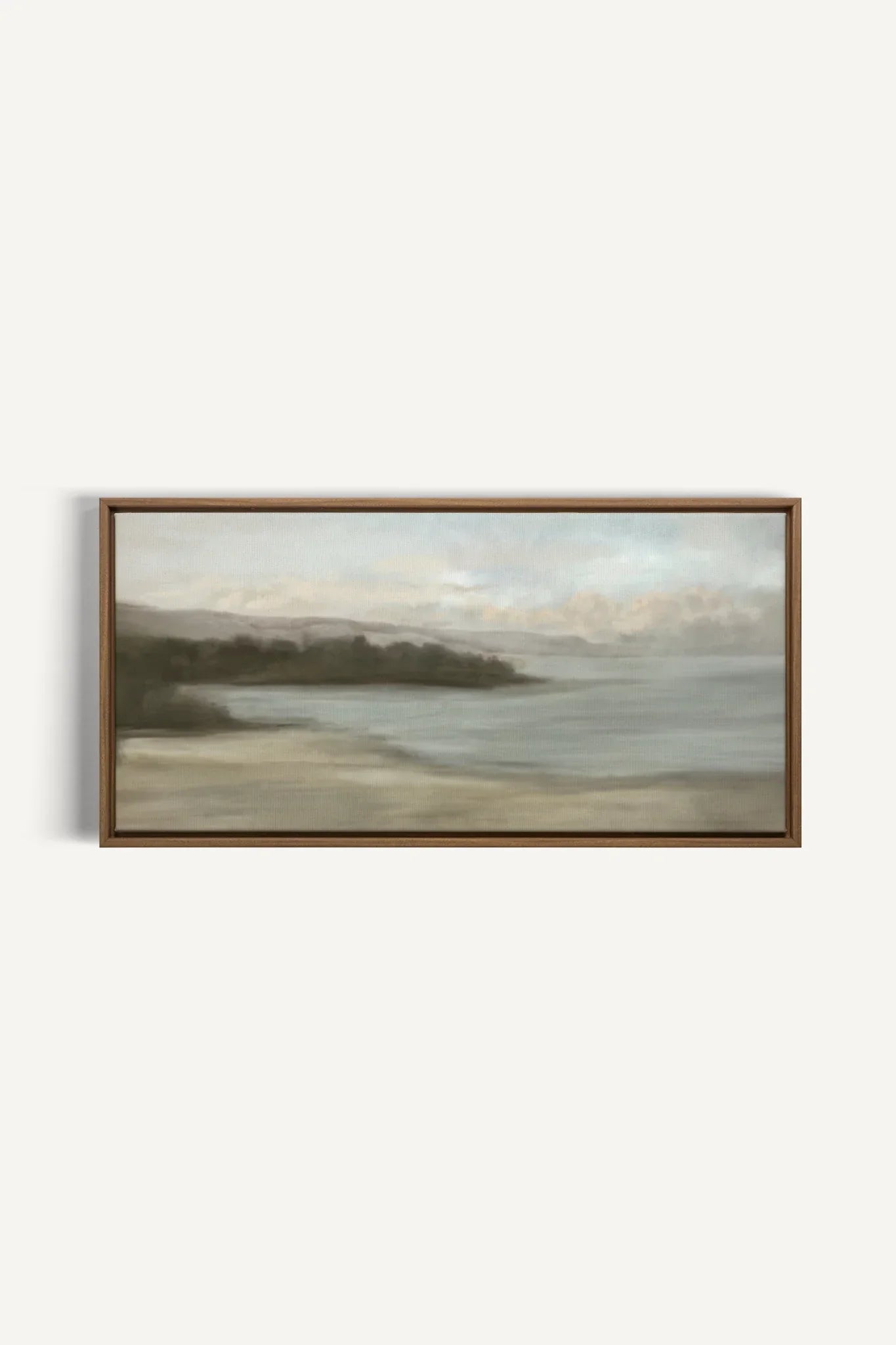 OLEKA CANVAS - CALME SUR LA RIVE, Oeuvre sur toile étirée, encadré Brun Chêne