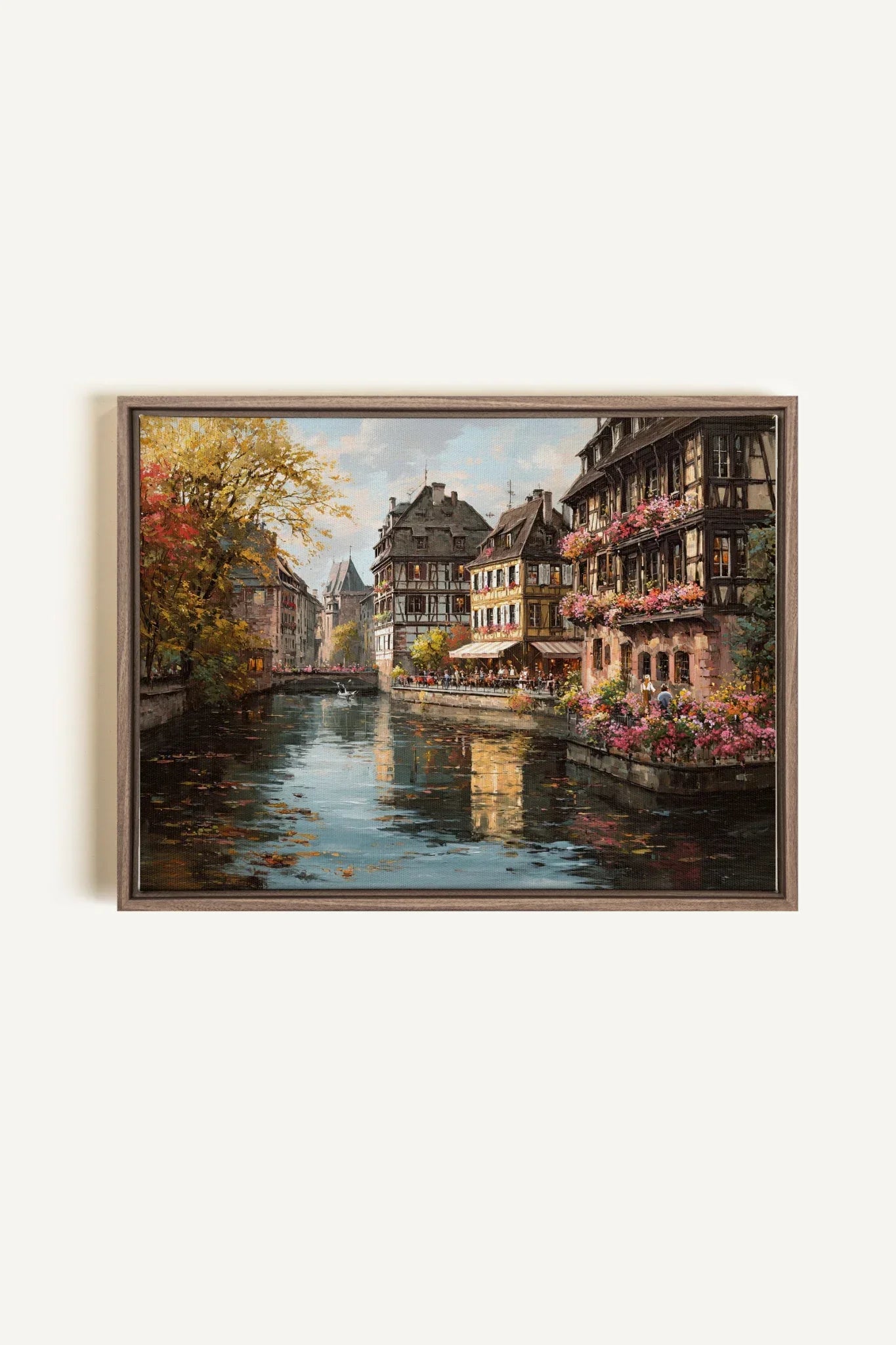 OLEKA CANVAS - CANAL OF PETALS, Oeuvre sur toile étirée, encadré Brun Chêne