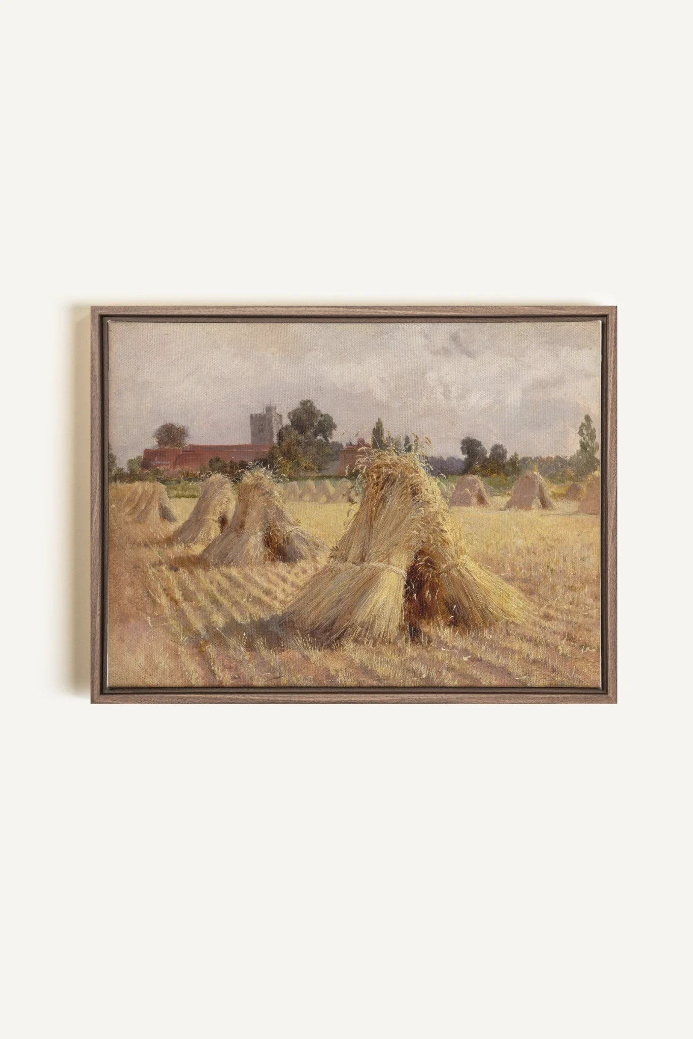 CHAMPS DES SOUVENIRS, Artwork on stretched canvas, framed in Brown Oak