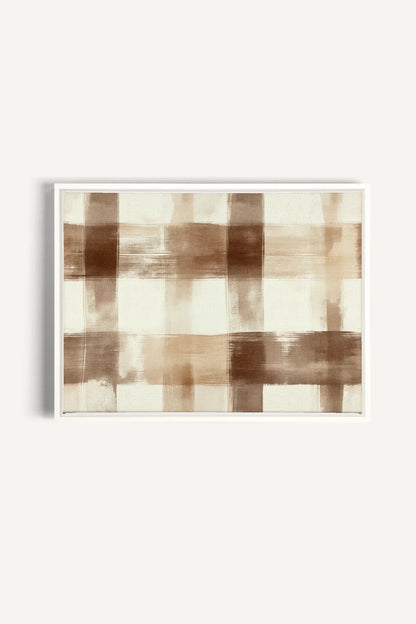 OLEKA CANVAS - CHIC PLAID, Oeuvre sur toile étirée, encadré Blanc