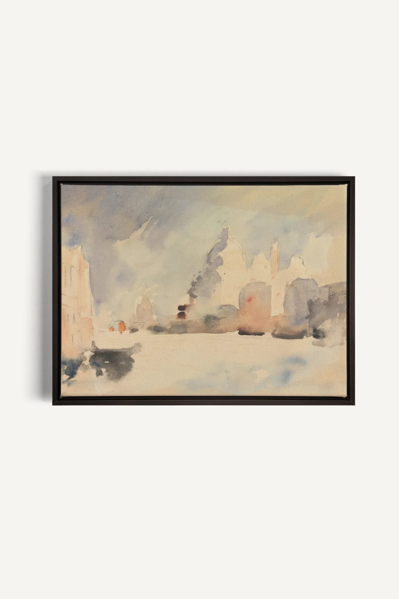 CITY IN MIST, Oeuvre sur toile étirée, encadré Noir