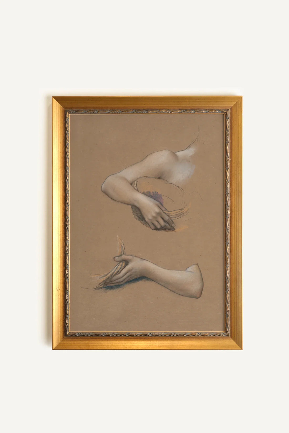 CLASSICAL SKETCH, Artwork on stretched canvas, framed Vintage Gold