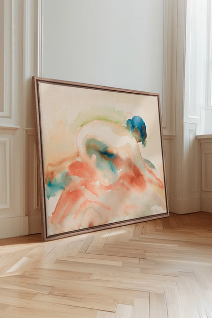 CORAL DRIFT, Oeuvre sur toile étirée, encadré Brun Chêne