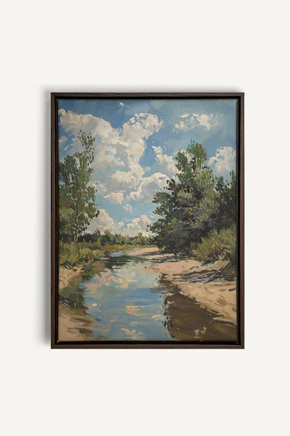OLEKA CANVAS - CREEK MIRAGE, Oeuvre sur toile étirée, encadré Brun Noyer