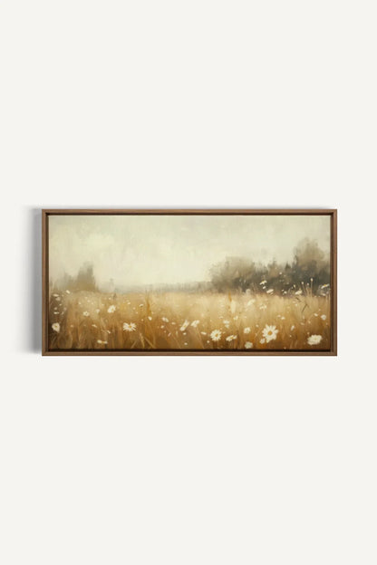 OLEKA CANVAS - Daisy Breeze, Oeuvre sur toile étirée, encadré Brun Chêne