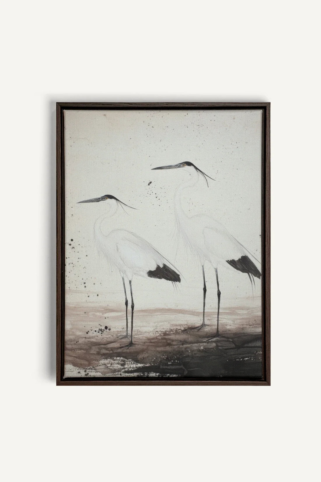 OLEKA CANVAS - DANSE DES PLUMES, Oeuvre sur toile étirée, encadré Brun Noyer