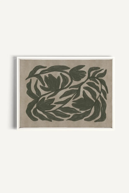 OLEKA CANVAS - DANSE VÉGÉTALE, Oeuvre sur toile étirée, encadré Blanc